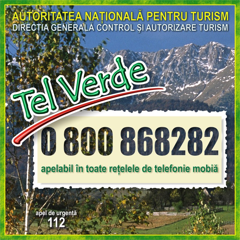 Autoritatea Nationala pentru Turism TelVerde: 0800 868 282